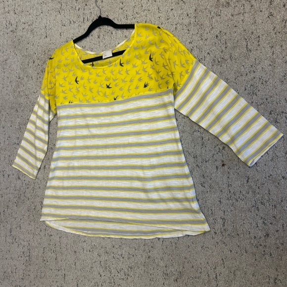 Postmark (Anthropologie) M bird pattern bright blouse barely used (under 5) - Picture 2 of 14